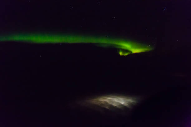Northern Light over Gillam, Manitoba stock photo