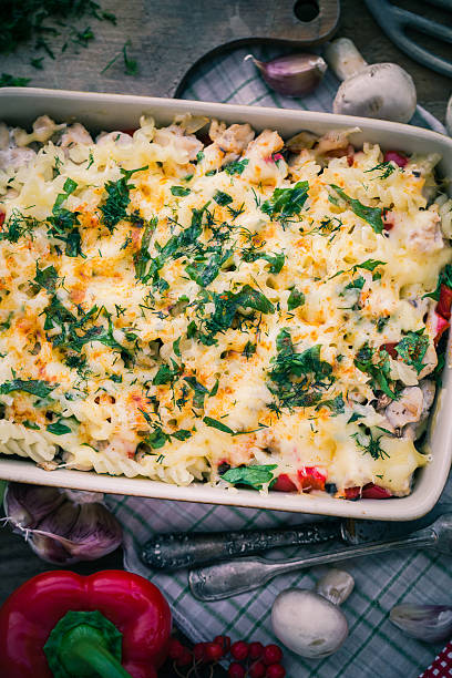 istock Warm dish baked macaroni chicken mushrooms 619746518