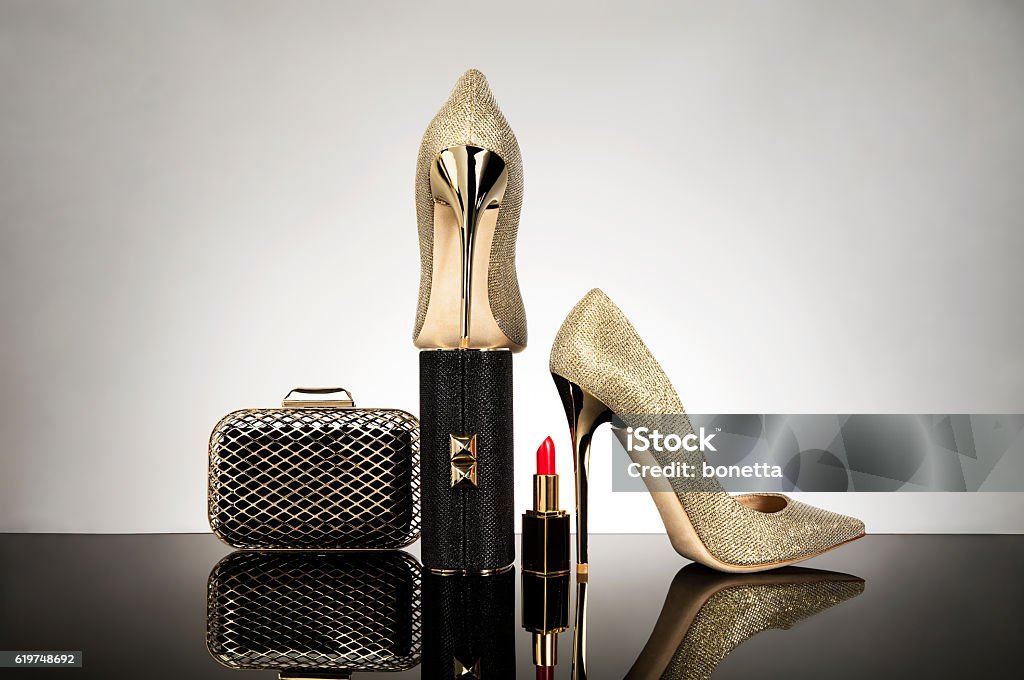 women's personal accessories women's personal accessories isolated on silver background ( with clipping path) Luxury Stock Photo