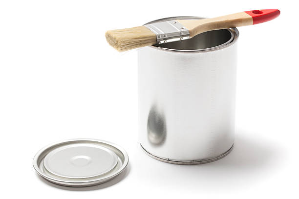 istock Open Metal Paint Can with a Brush 619749096