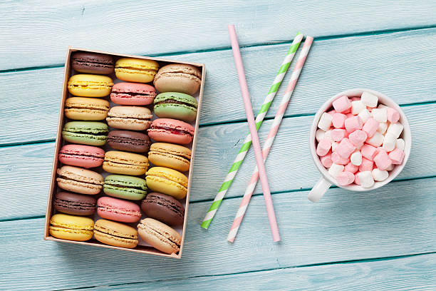 istock Colorful macaroons. Sweet macarons 619754134