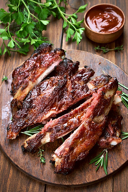 istock Grilled sliced barbecue pork ribs 619755136