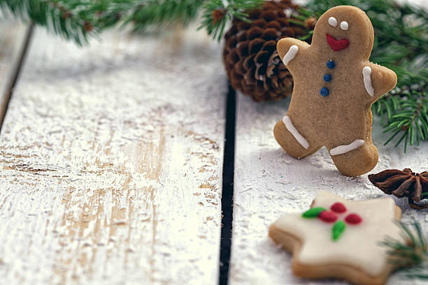 istock Christmas gingerbread cookies decoration with copy space 619758666