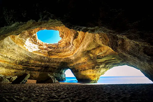 Beautiful natural cave in Benagil, Algarve, Portugal