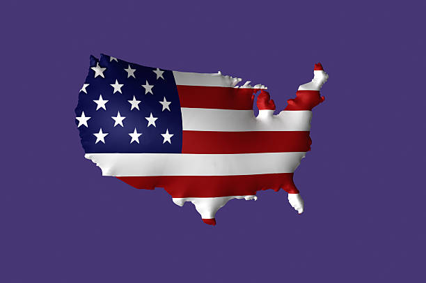 istock United state of America flag super embossed on map 619762068