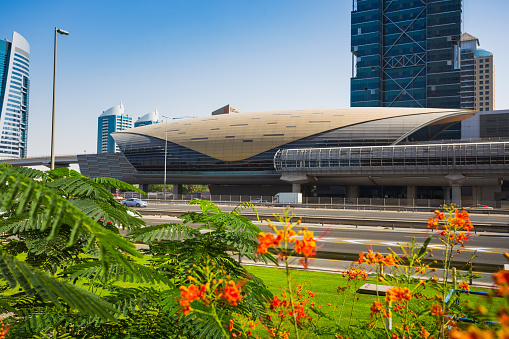 Dubai Metro as world's longest fully automated metro network (75 km) on November 3, 2013, Dubai, UAE.