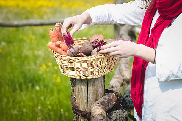 Girl with vegetable basket