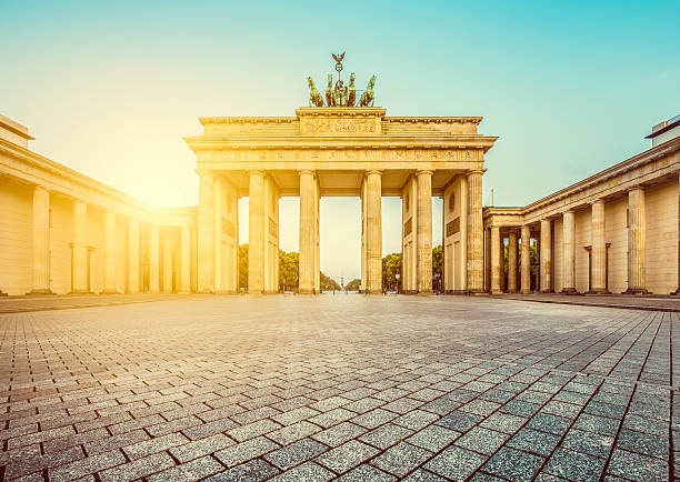 istock Berlin Brandenburg Gate at sunrise, Germany 619763202