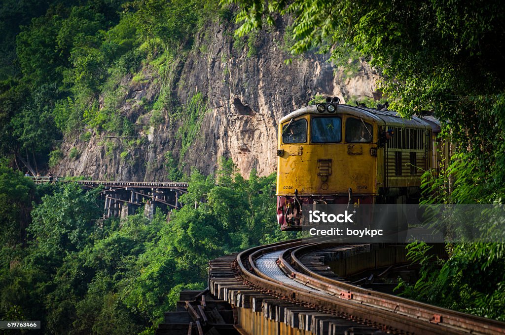 Thailand Railway Special trains Krasae Bridge Caverns Kanchanaburi Province Stock Photo