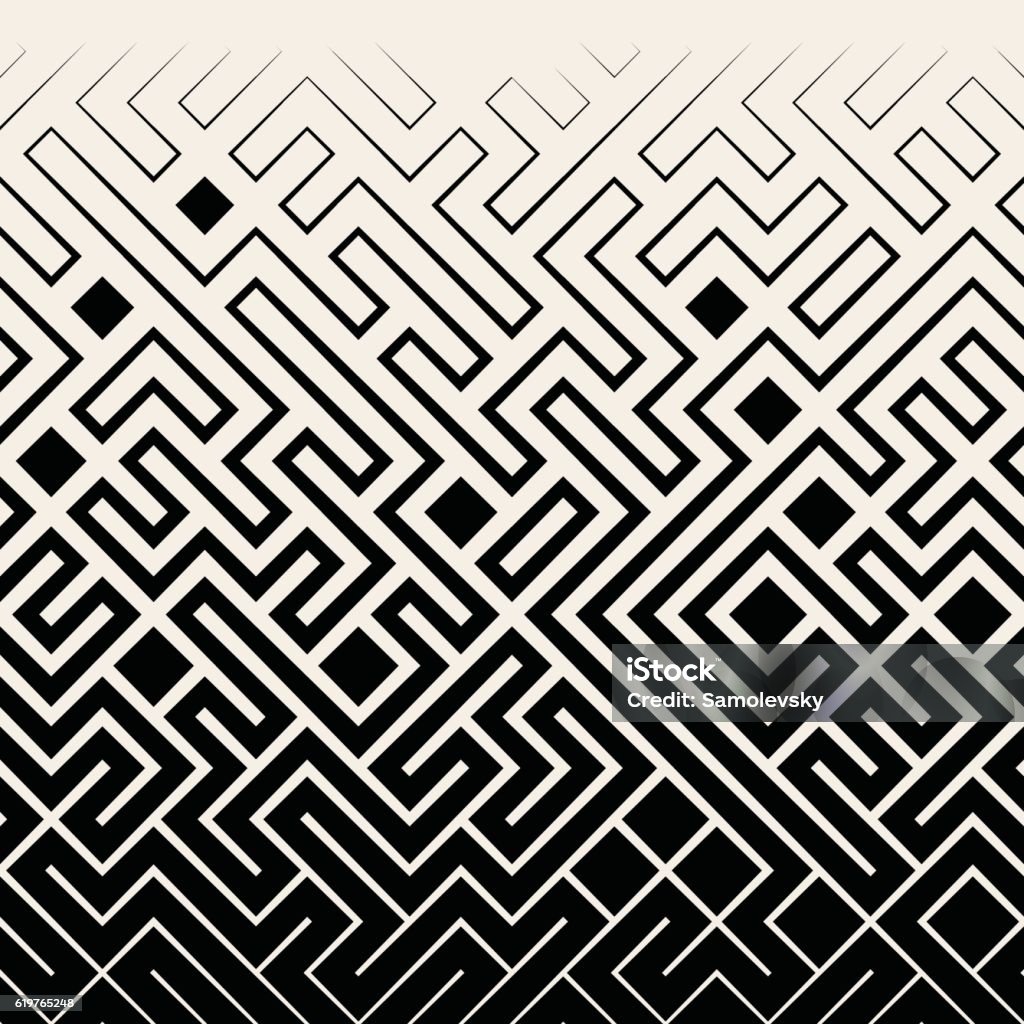 Vector Seamless Black  White Square Maze Lines Halftone Pattern Vector Seamless Black  White Square Maze Lines Halftone Pattern Background Abstract stock vector