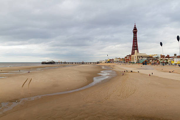 istock Blackpool beachfront view to the Blackpool Tower and North Pier 619768342