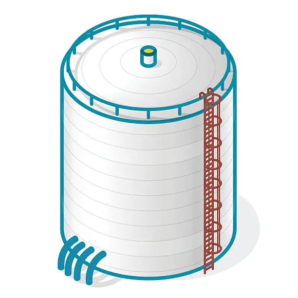 Vector illustration of Tank for storing water, gas, oil, oxygen and solid fuels.