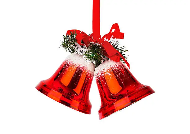 Photo of Christmas bells with a red bow