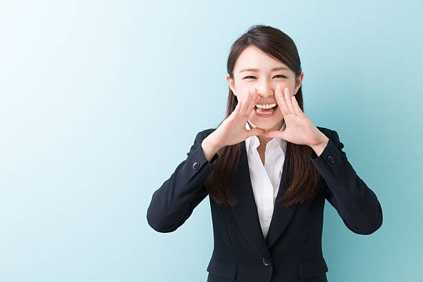istock Japanese businesswoman shouting 619961576