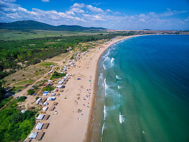 vista aérea da praia e mar - africa south beach landscape imagens e fotografias de stock