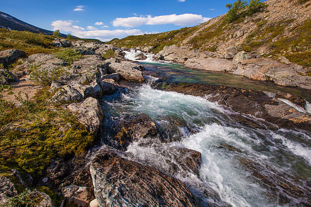 istock sunny landscape Norway mountains Dovrefjell river 619967008