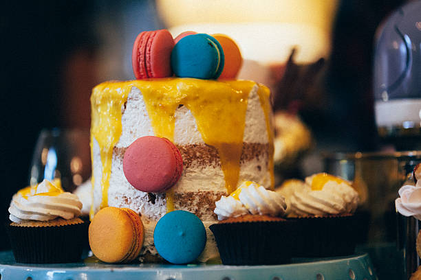 Colorful Ornate Cake with Macaron