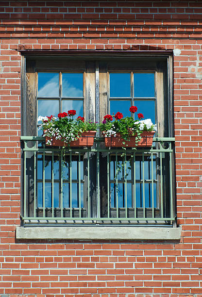 istock window and brick wall flower box in sunshine 619967732