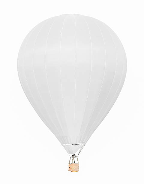 istock White hot air balloon with basket isolated on white background 619969456