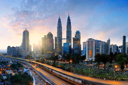 Kuala lumper city skyline in the morning, Malaysia skyline, Malaysia