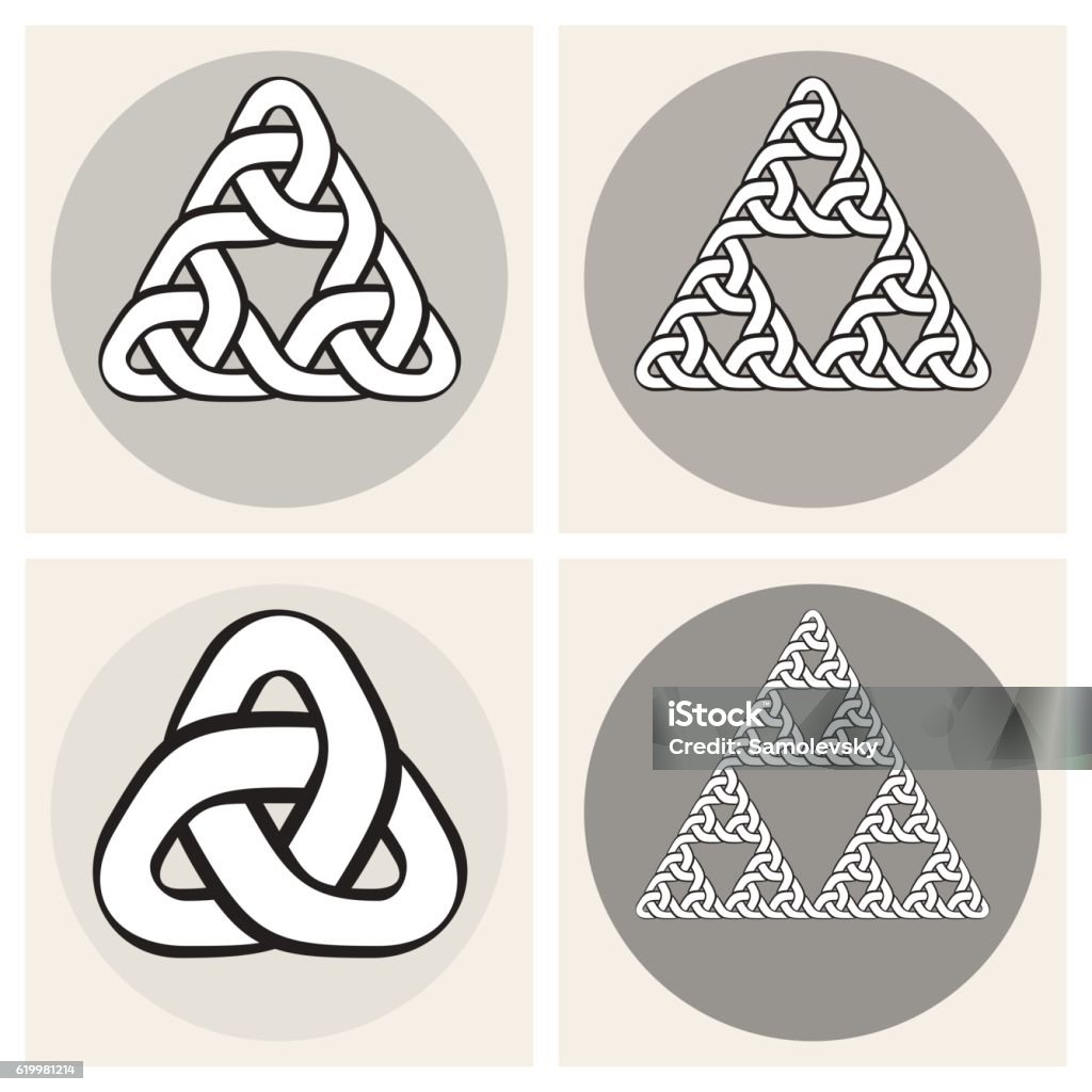 Set Of Four Vector Celtic Interweaving Line Triangle Knots Design Stock ...