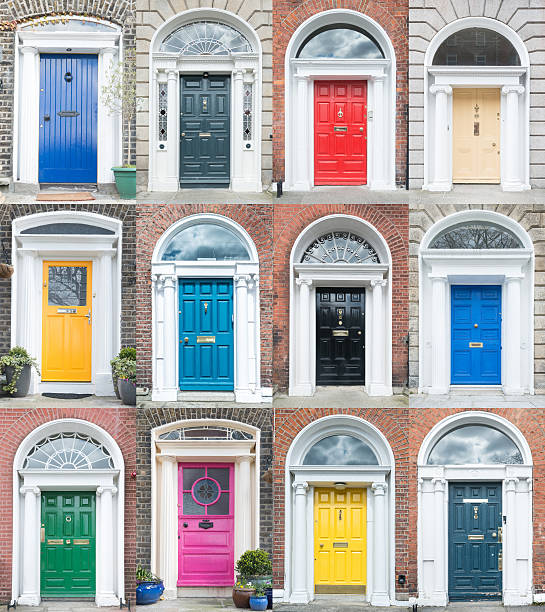 colourful dublin doors - dublin ireland brick built structure building exterior imagens e fotografias de stock