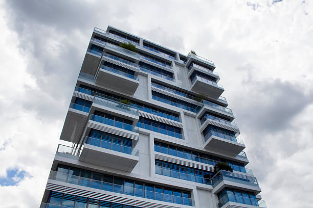 istock Bottom view of a modern building 619981790