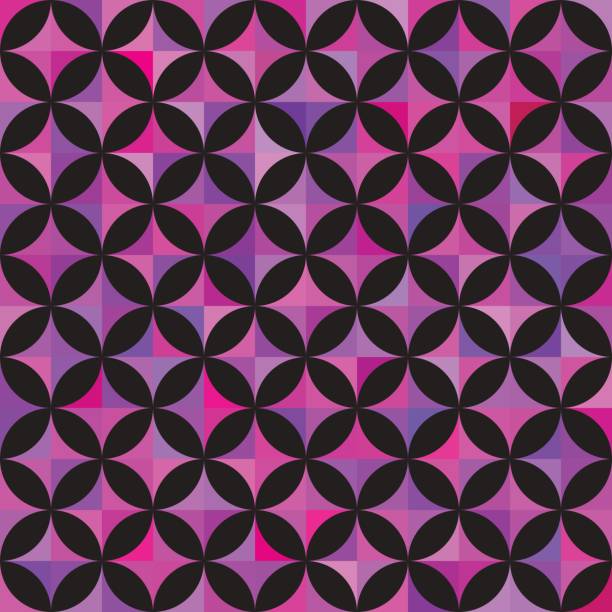istock Vector Seamless Colorful Blue Orange Shades Circle Star Quilt Tiling 619983168