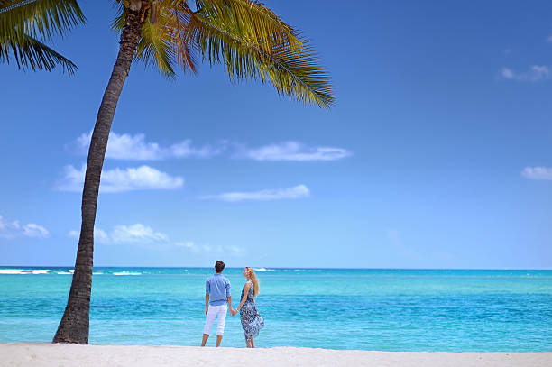 istock Young couple on a tropical island 619983170