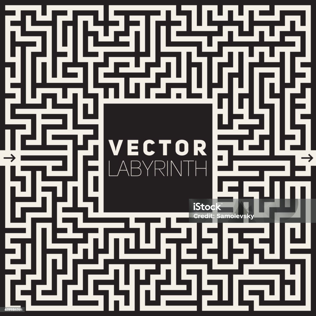 Vector Labyrinth Black And White Maze Frame Background Vector Labyrinth Black And White Maze Frame Background Design Concept Maze stock vector