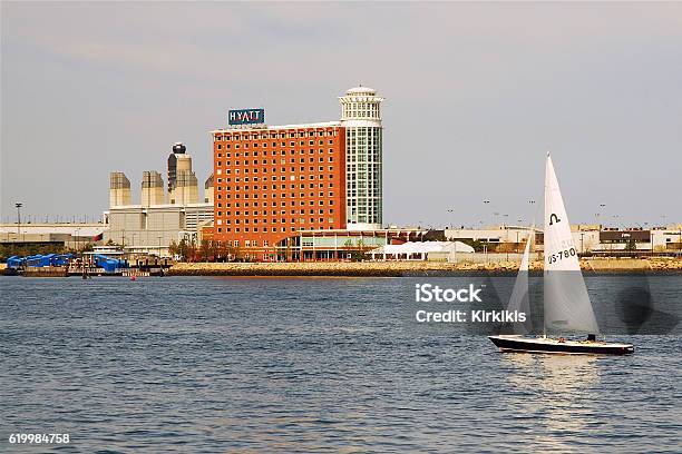 Sailing Past A Hyatt Hotel Stock Photo - Download Image Now - Boston - Massachusetts, Hyatt, American Culture