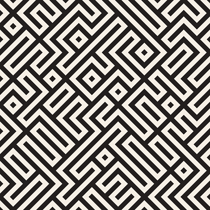 Vector Seamless Black And White Irregular Geometric Blocks Pattern Abstract Background