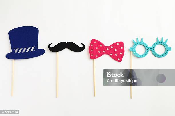 Photo Booth Colorful Props For Party Stock Photo - Download Image Now - Mustache, Stick - Plant Part, Prop