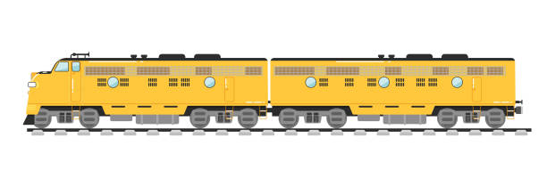 ilustrações, clipart, desenhos animados e ícones de trem de carga amarelo isolado em fundo branco - diesel locomotive