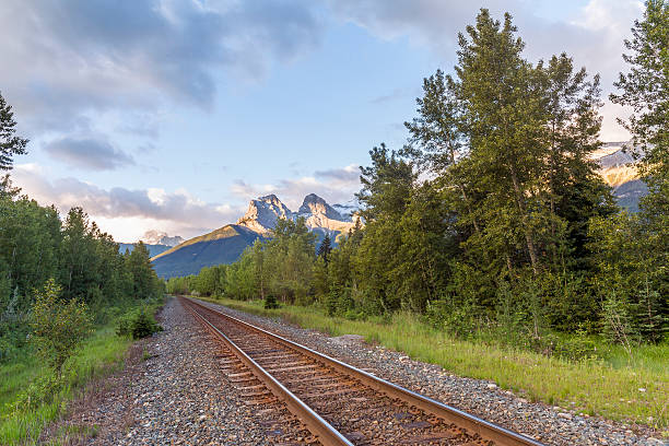 istock Train Tracks and the Rocky Mountains- Canmore, Alberta 619994172
