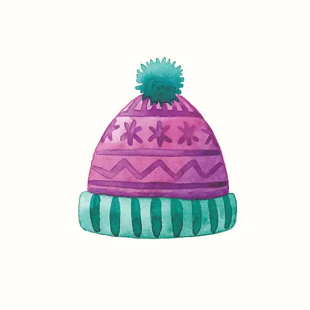 Vector illustration of Watercolor Knit Hat