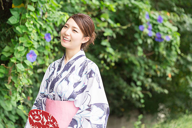 istock Woman wearing a kimono 619996046