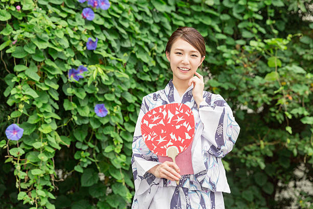 istock Woman wearing a kimono 619997770