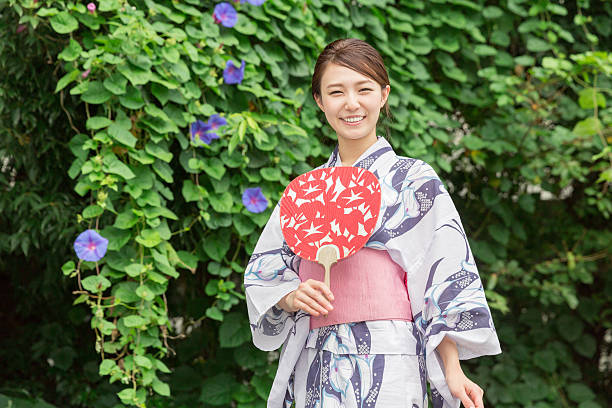 istock Woman wearing a kimono 619998030