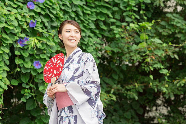 istock Woman wearing a kimono 619998178