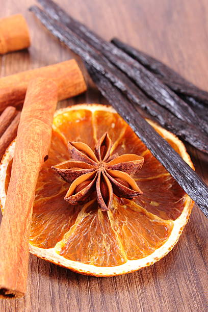 istock Star anise, fragrant vanilla, cinnamon and dried orange 619998704