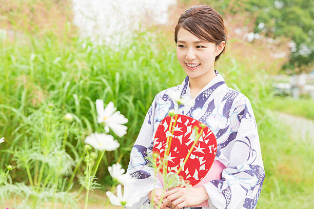 istock Woman wearing a kimono 619998774