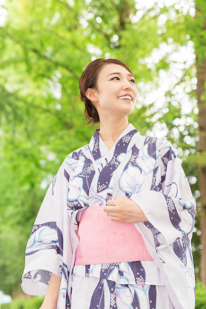 istock Woman wearing a kimono 619999514