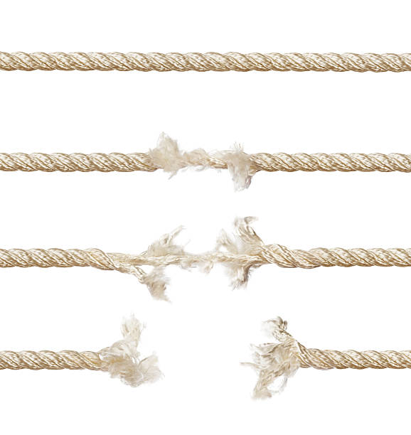 set di corde - rope frayed breaking tied knot foto e immagini stock