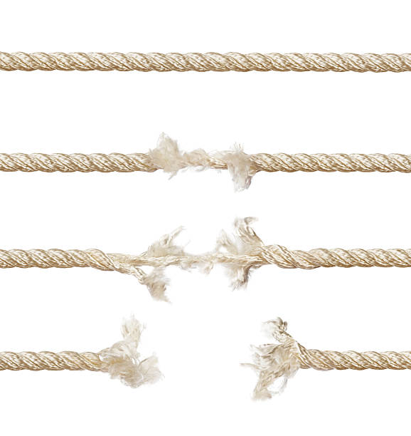 一連のロープ - rope frayed breaking tied knot ストックフォトと画像