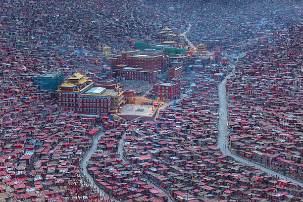 istock Top view monastery at Larung gar (Buddhist Academy) 620005524