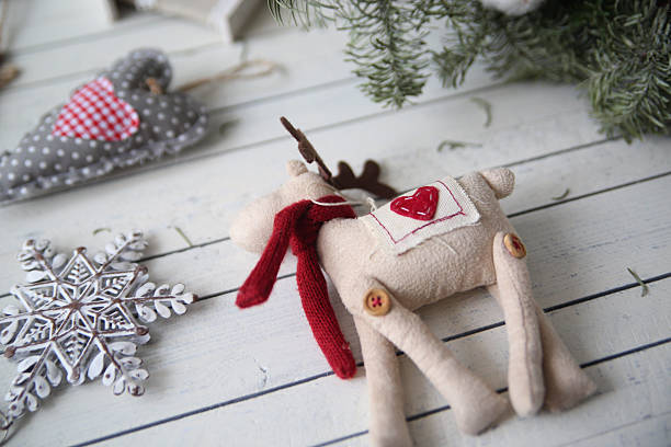 istock Christmas decorations on wooden background 620365476