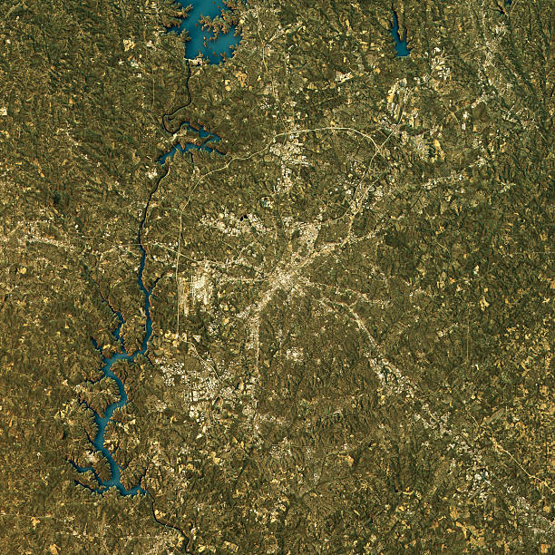 istock Charlotte Topographic Map Natural Color Top View 620366380
