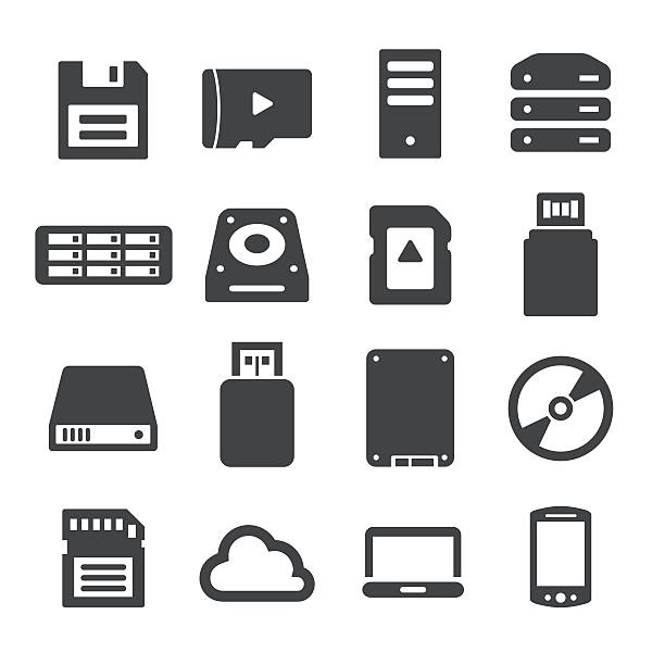 illustrations, cliparts, dessins animés et icônes de icônes de stockage et de mémoire - série acme - usb flash drive data symbol computer icon