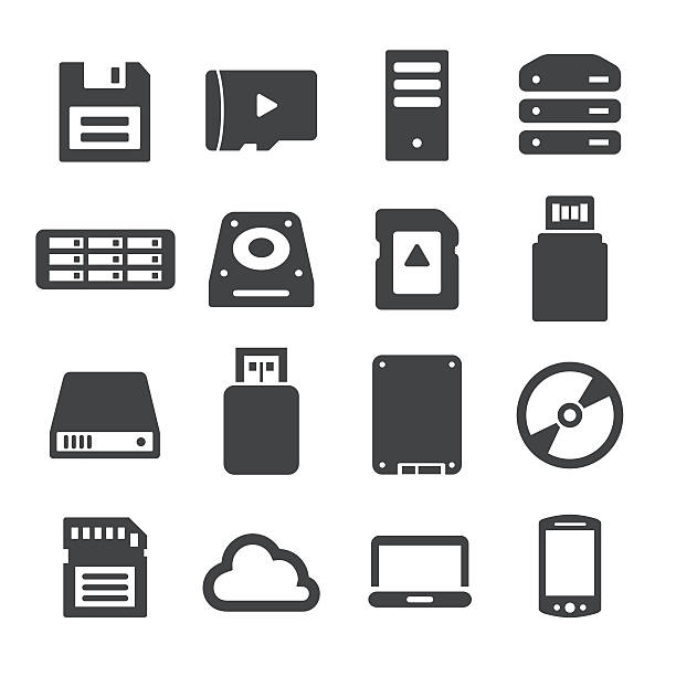 ilustrações de stock, clip art, desenhos animados e ícones de storage and memory icons - acme series - memories memory card technology storage compartment